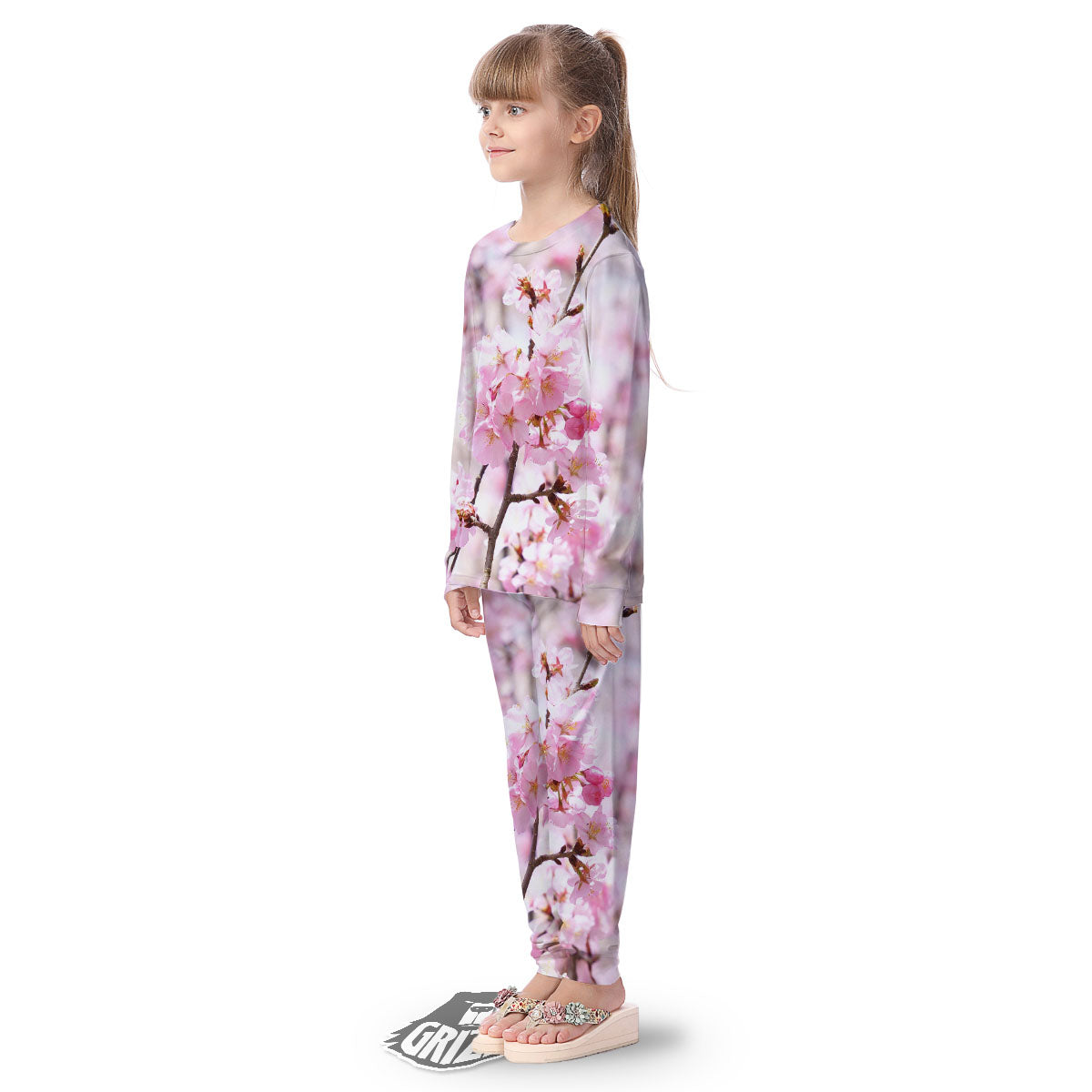 Blossom Spring Cherry Print Kid's Pajamas-grizzshop