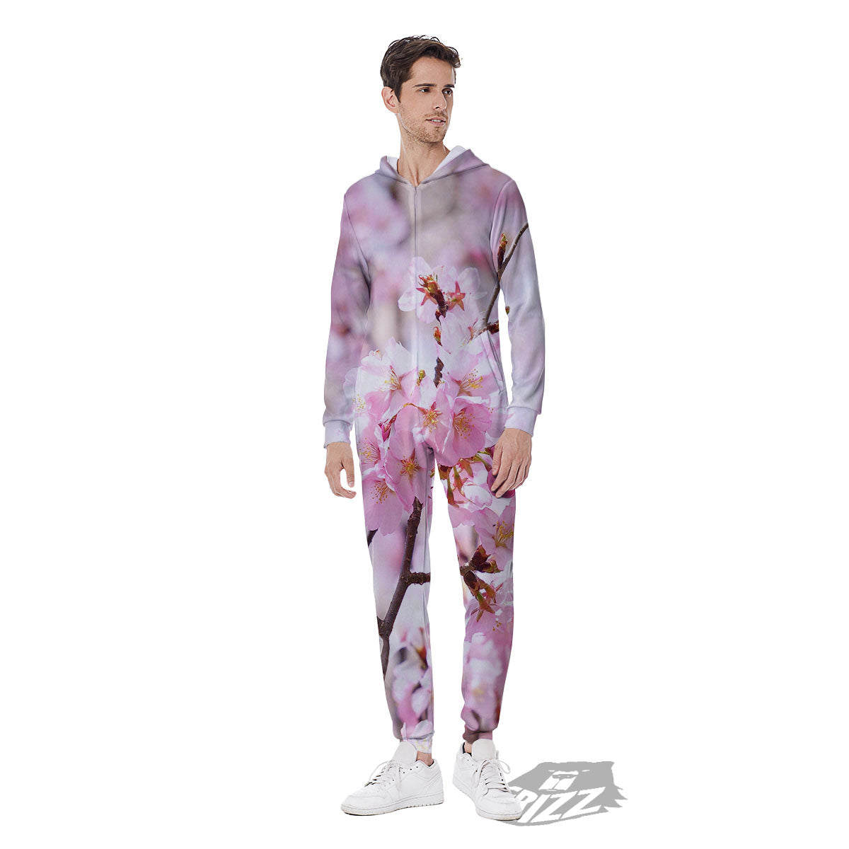 Blossom Spring Cherry Print Men's Jumpsuit-grizzshop
