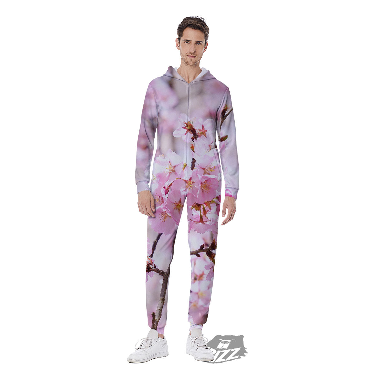 Blossom Spring Cherry Print Men's Jumpsuit-grizzshop