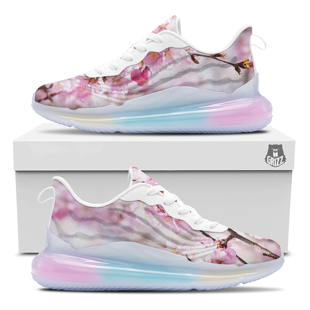 Blossom Spring Cherry Print Running Sneakers-grizzshop