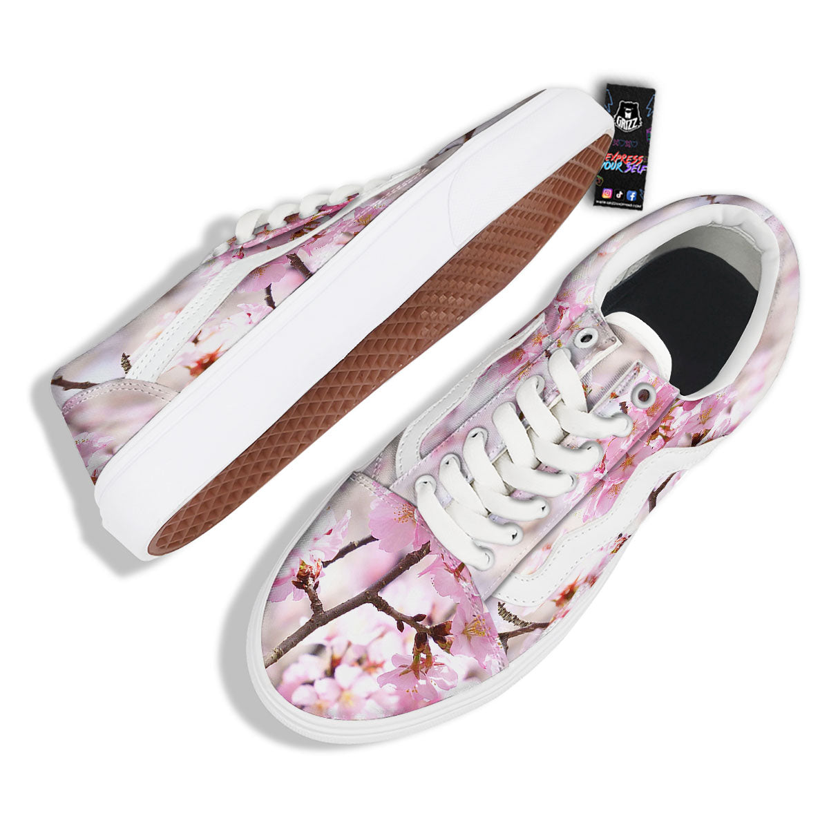 Blossom Spring Cherry Print Skate Shoes-grizzshop