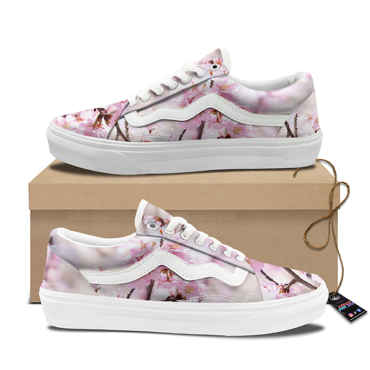 Blossom Spring Cherry Print Skate Shoes-grizzshop
