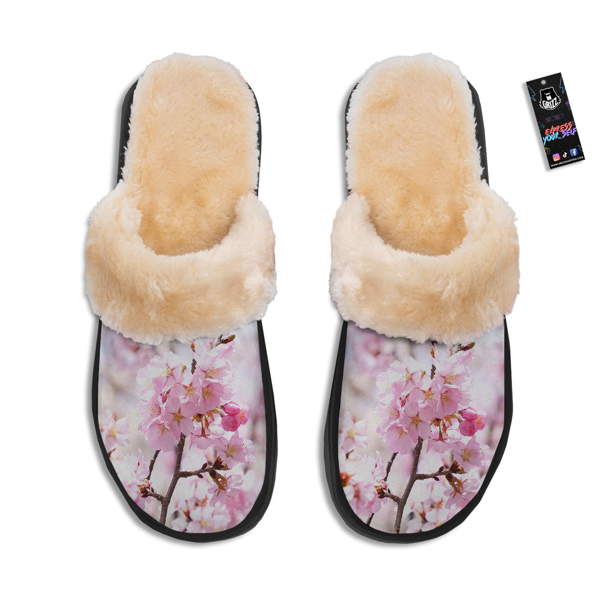 Blossom Spring Cherry Print Slippers-grizzshop