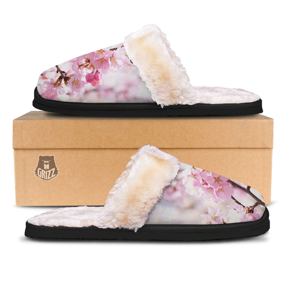 Blossom Spring Cherry Print Slippers-grizzshop