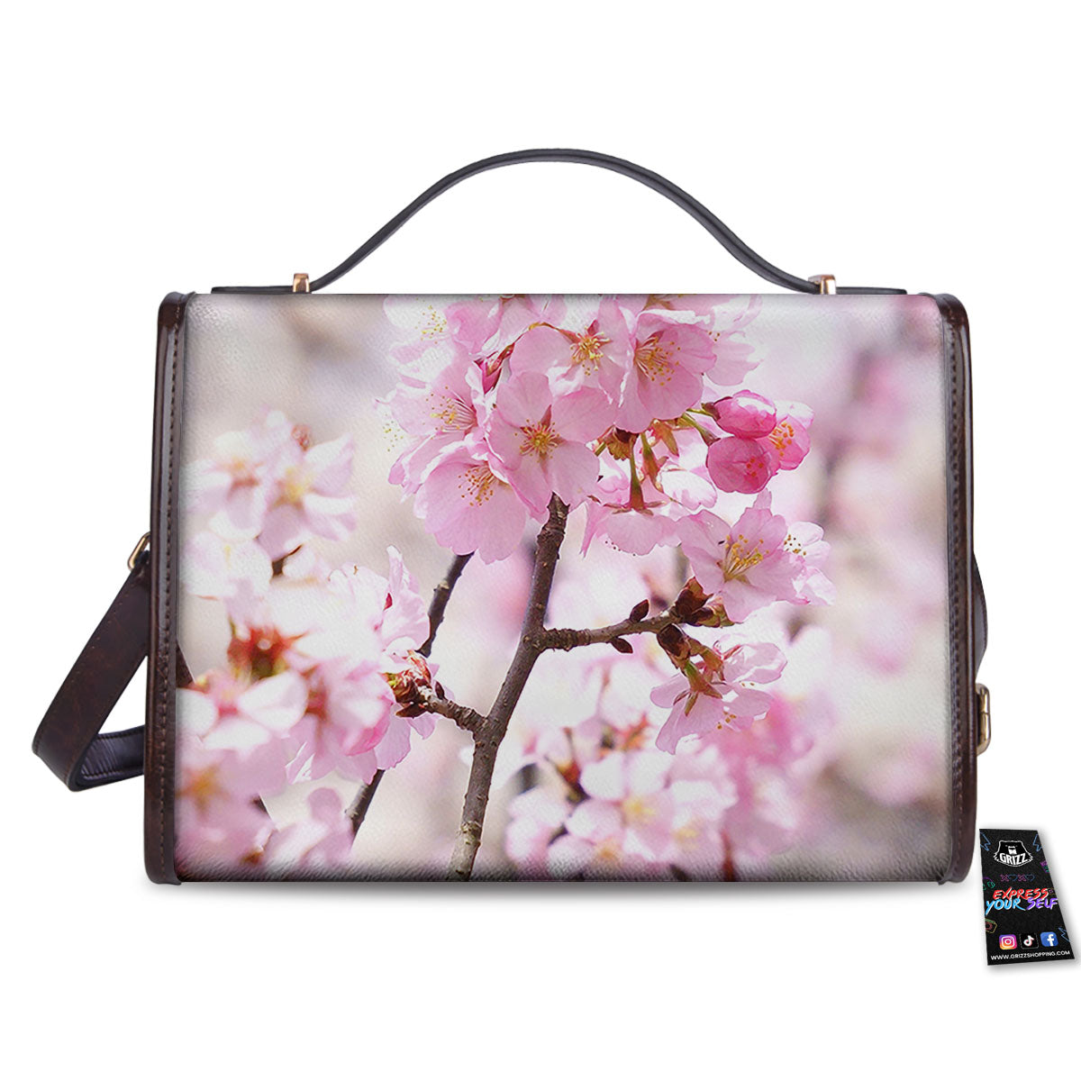 Blossom Spring Cherry Print Women's Satchel Bag-grizzshop