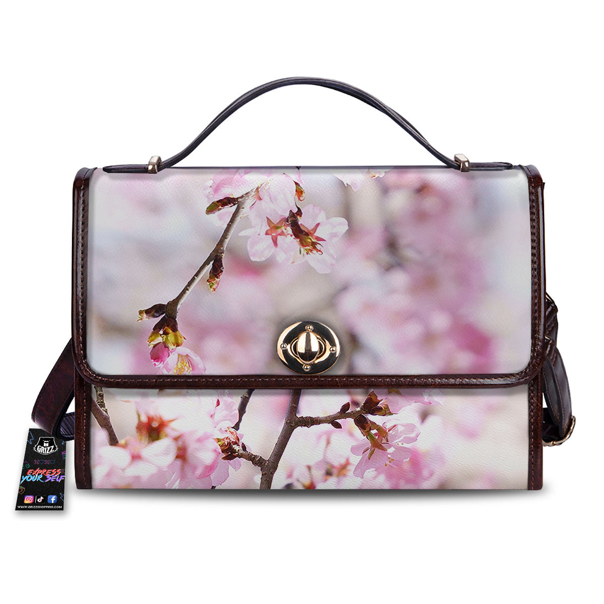 Blossom Spring Cherry Print Women's Satchel Bag-grizzshop