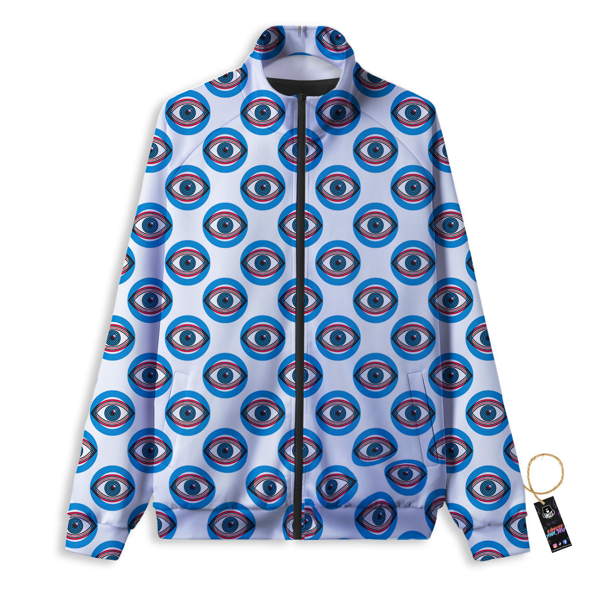 Blue Abstract Ophthalmology Print Pattern Track Jacket-grizzshop