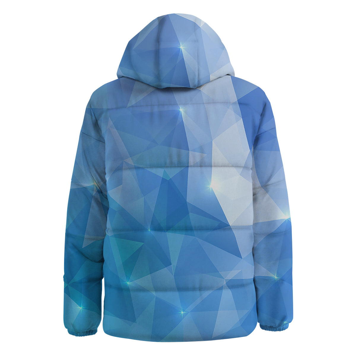 Blue Abstract Shining Ice Print Down Jacket-grizzshop