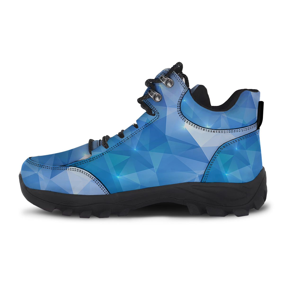 Blue Abstract Shining Ice Print Hiking Shoes-grizzshop