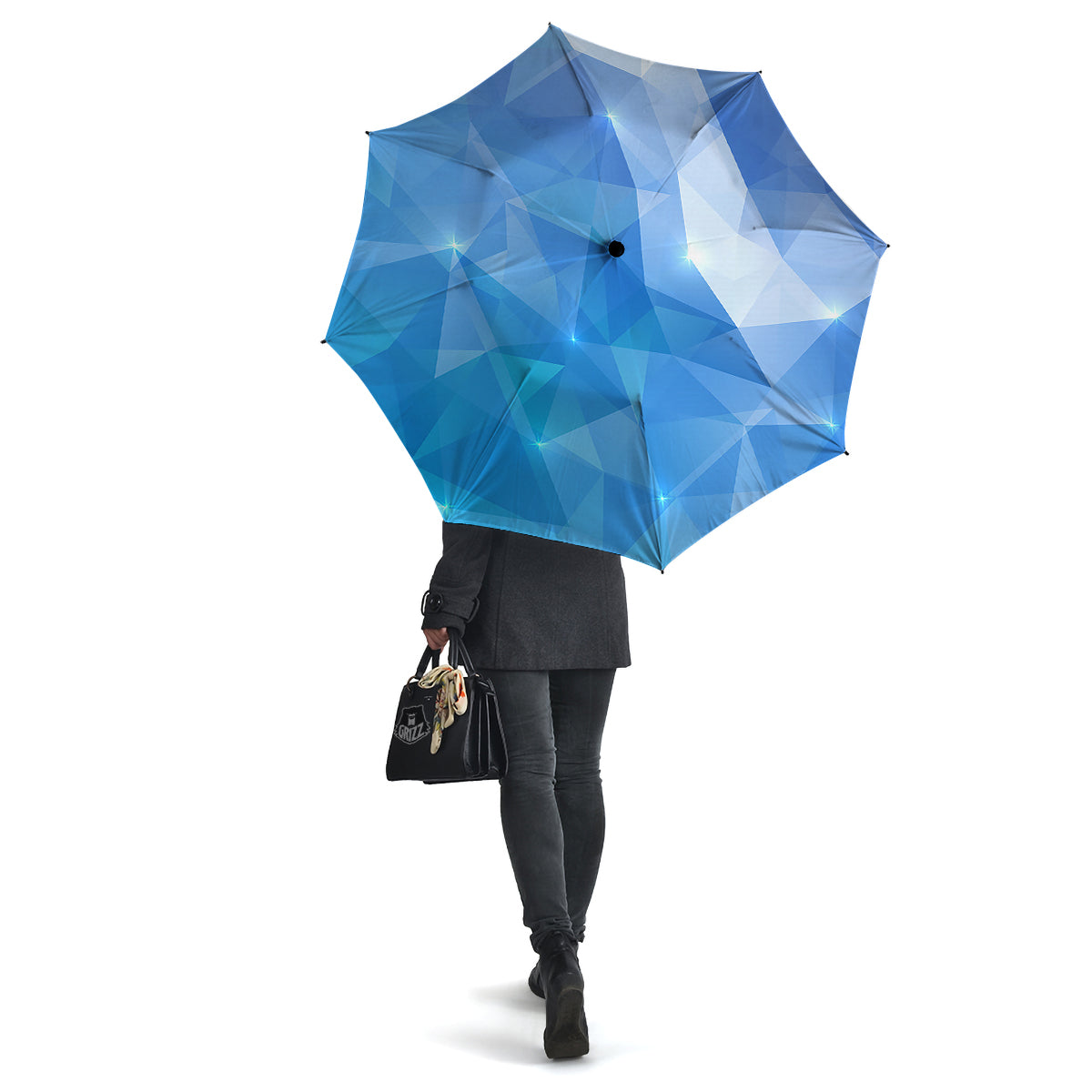 Blue Abstract Shining Ice Print Umbrella-grizzshop