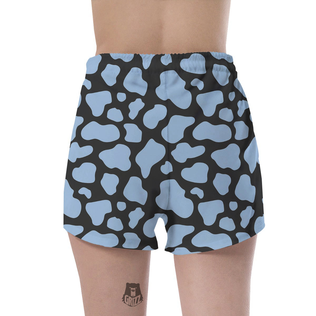 Blue And Black Cow Print Women's Shorts-grizzshop