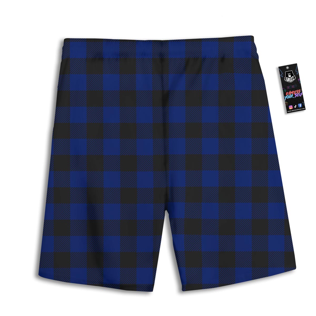Blue And Black Steel Buffalo Check Print Pattern Men's Athletic Shorts
