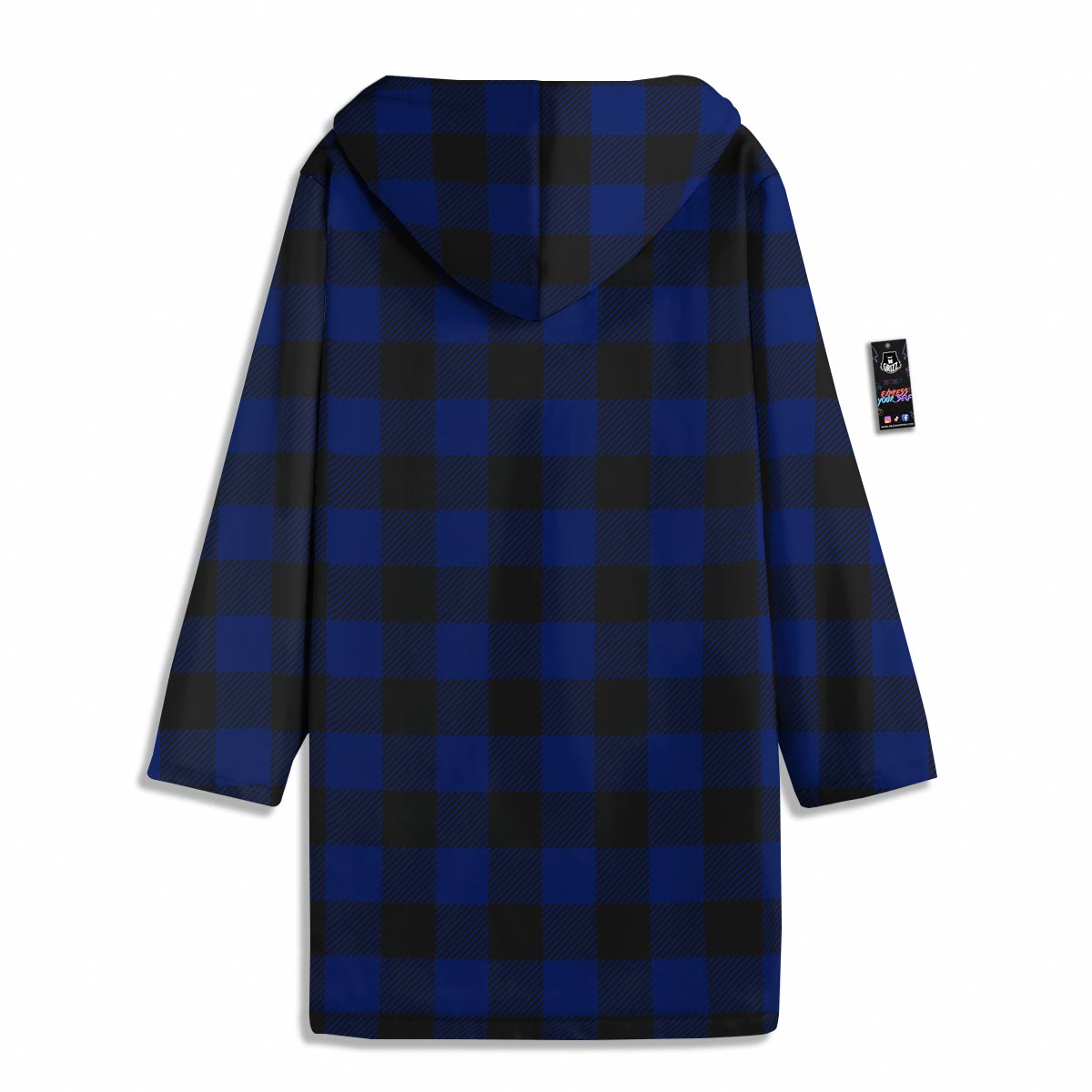 Blue And Black Steel Buffalo Check Print Pattern Men's Windbreaker Jacket-grizzshop