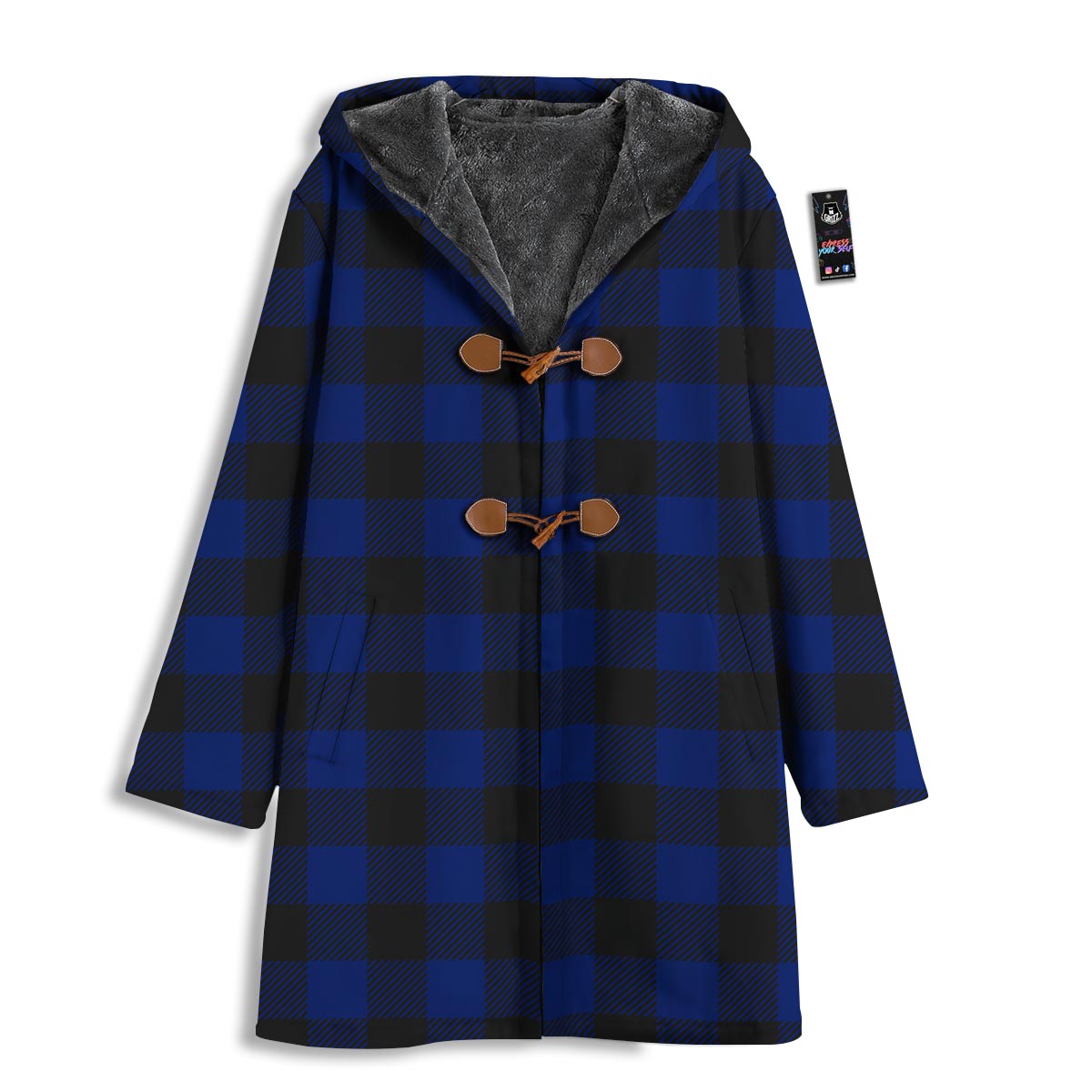 Blue And Black Steel Buffalo Check Print Pattern Men's Windbreaker Jacket-grizzshop