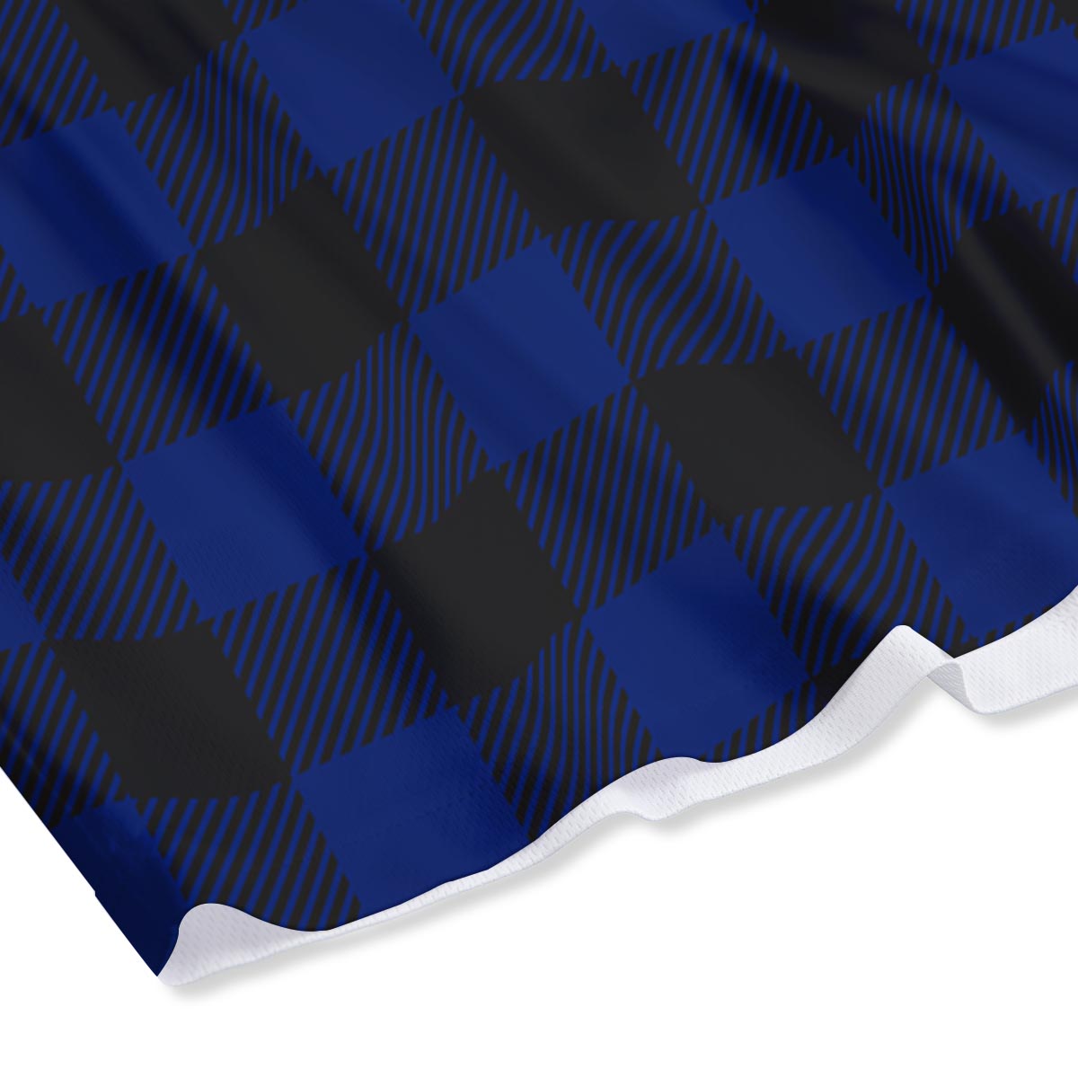 Blue And Black Steel Buffalo Check Print Pattern Mesh Shorts