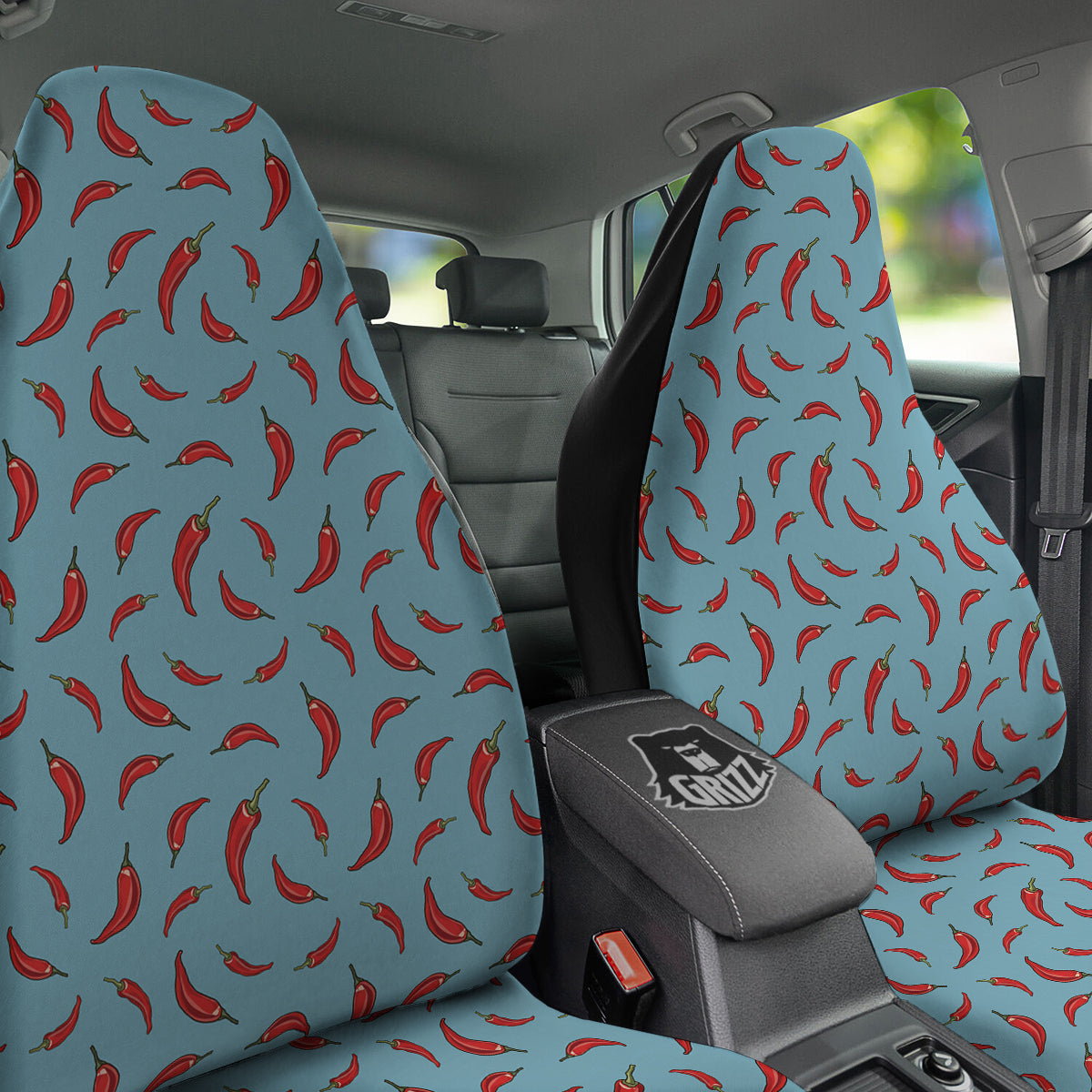 Blue And Chili Pepper Print Pattern Car Seat Covers-grizzshop