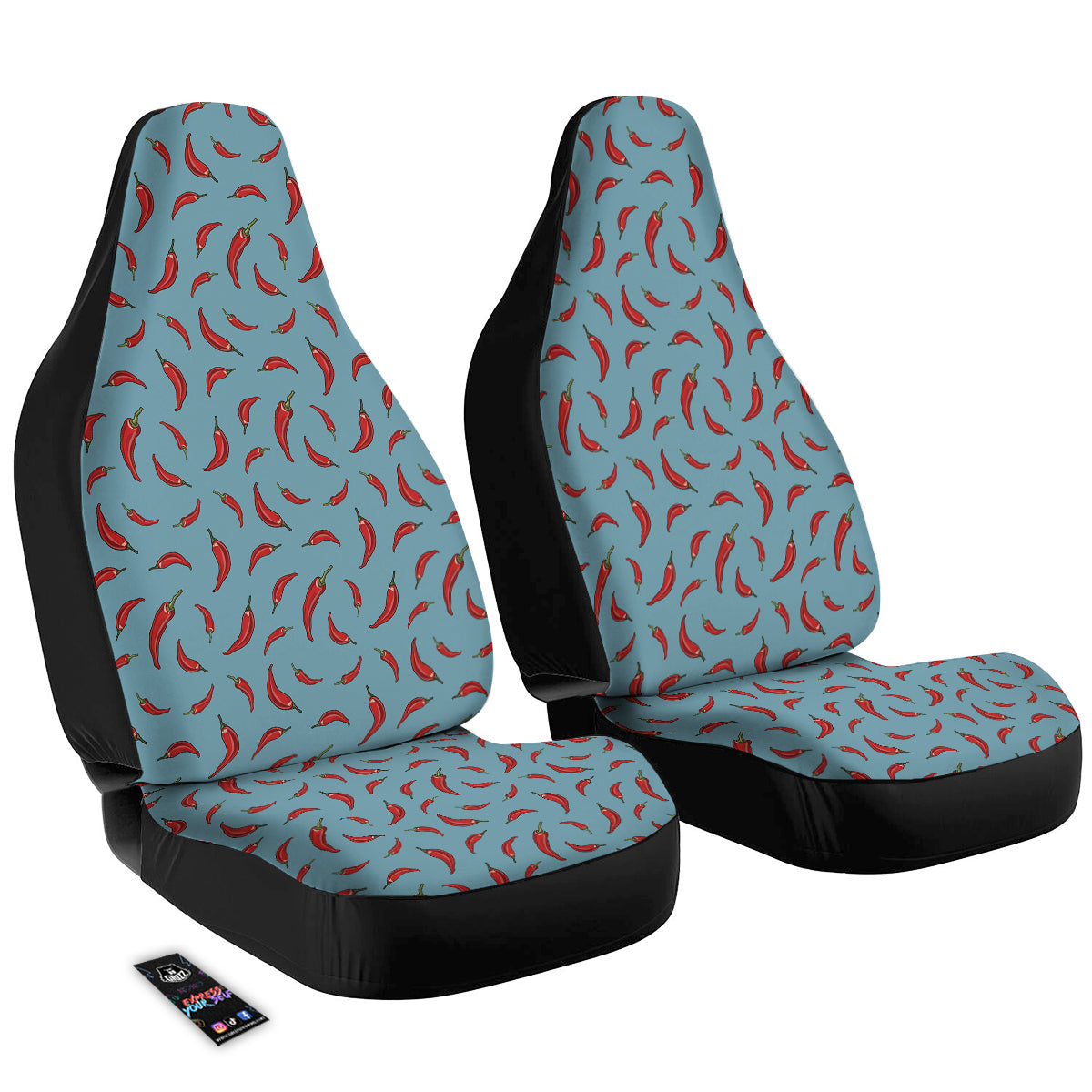 Blue And Chili Pepper Print Pattern Car Seat Covers-grizzshop