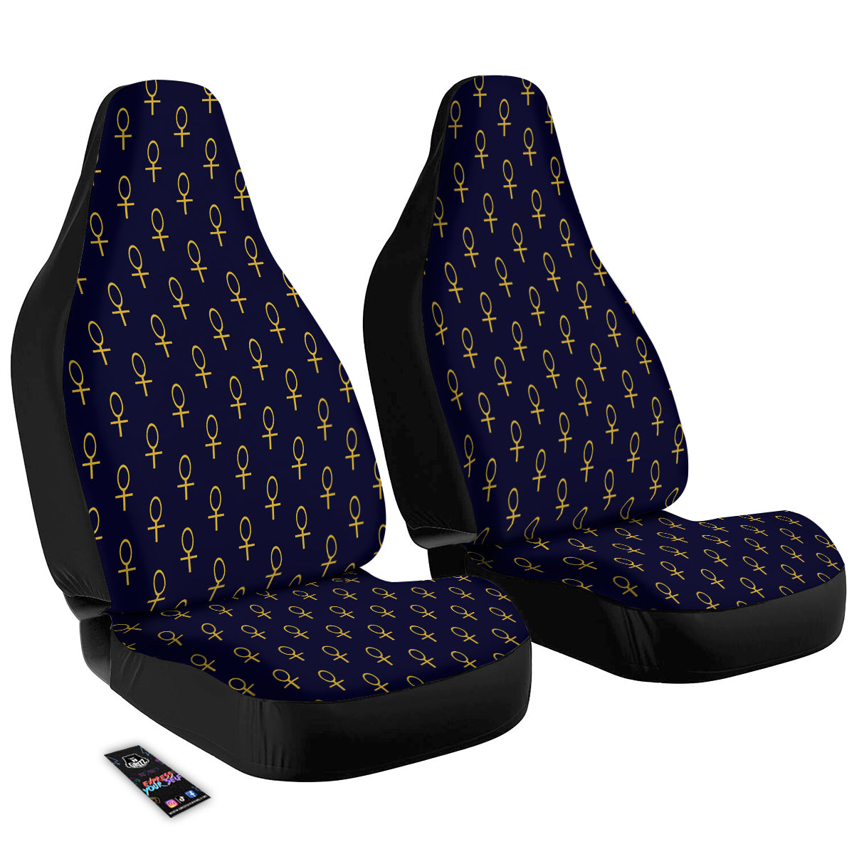 Blue And Gold Ankh Print Pattern Car Seat Covers-grizzshop