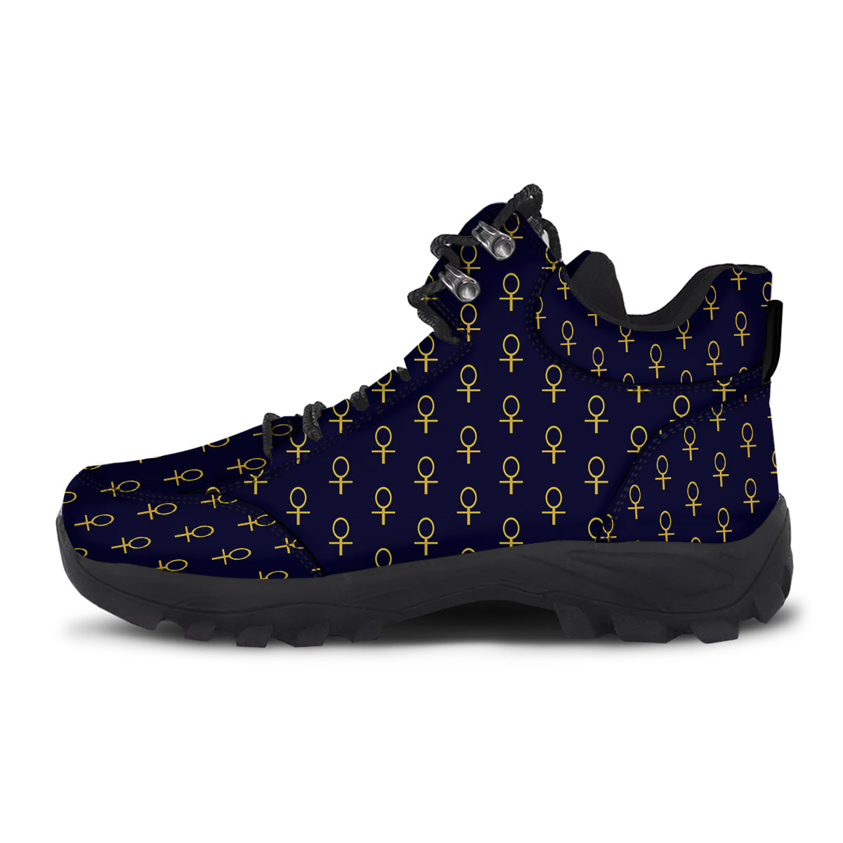 Blue And Gold Ankh Print Pattern Hiking Shoes-grizzshop