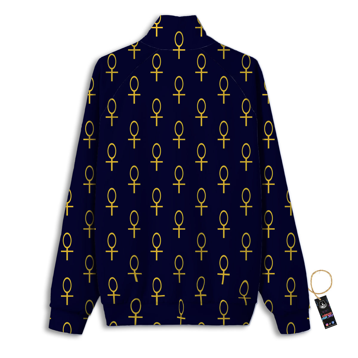 Blue And Gold Ankh Print Pattern Track Jacket-grizzshop