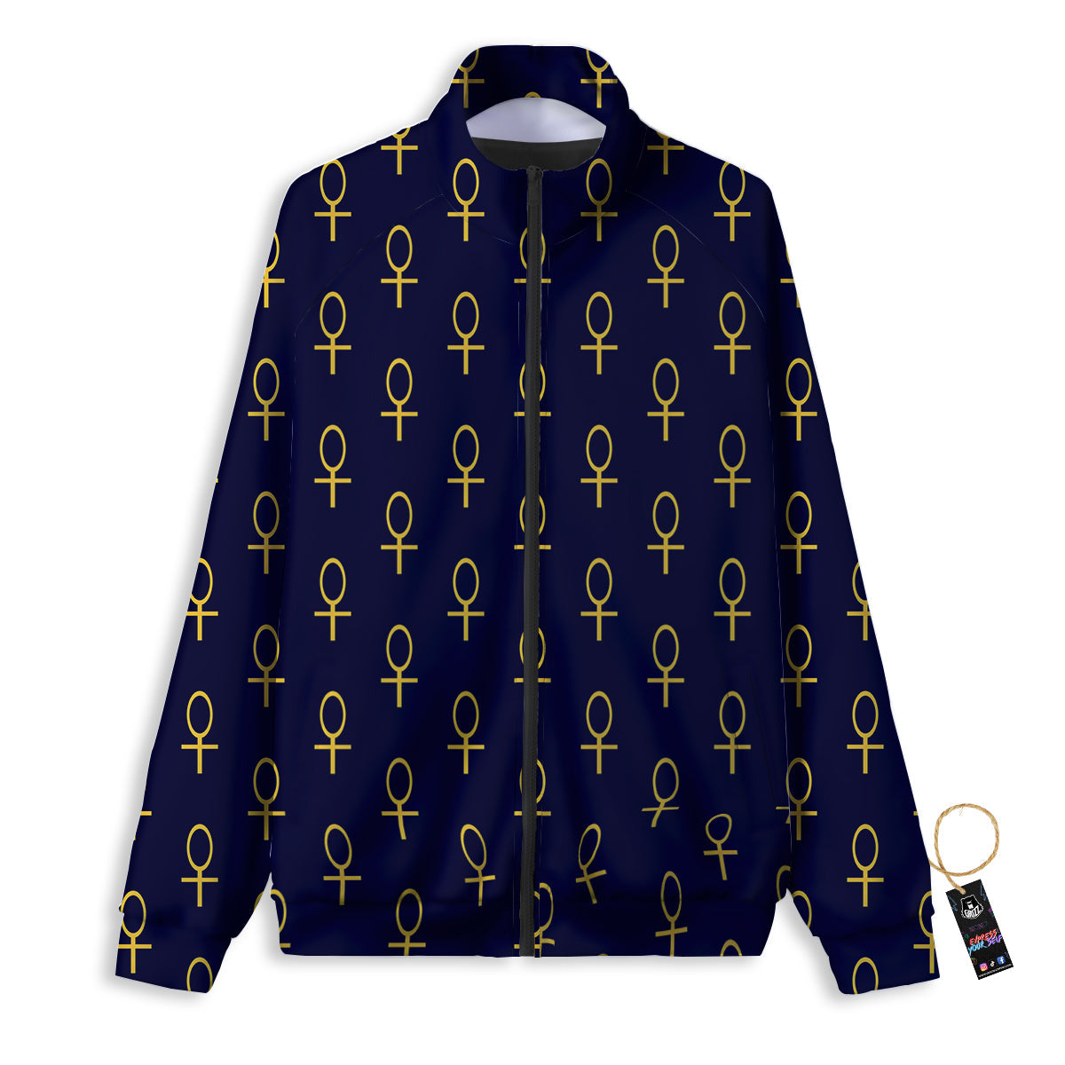 Blue And Gold Ankh Print Pattern Track Jacket-grizzshop