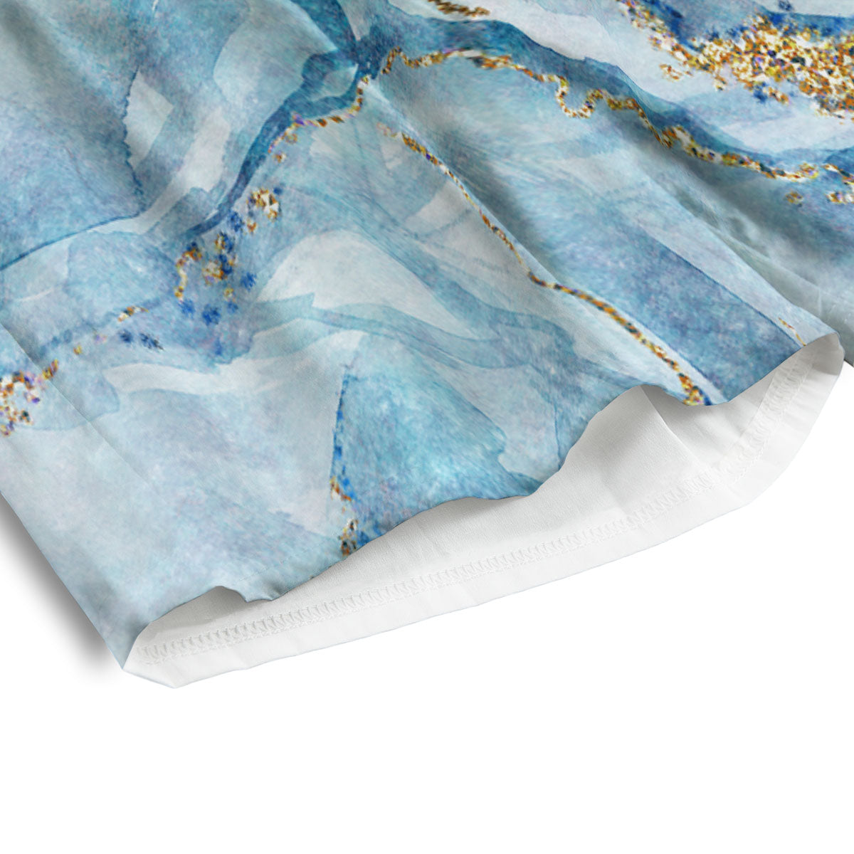 Blue And Gold Marble Print Men's Athletic Shorts