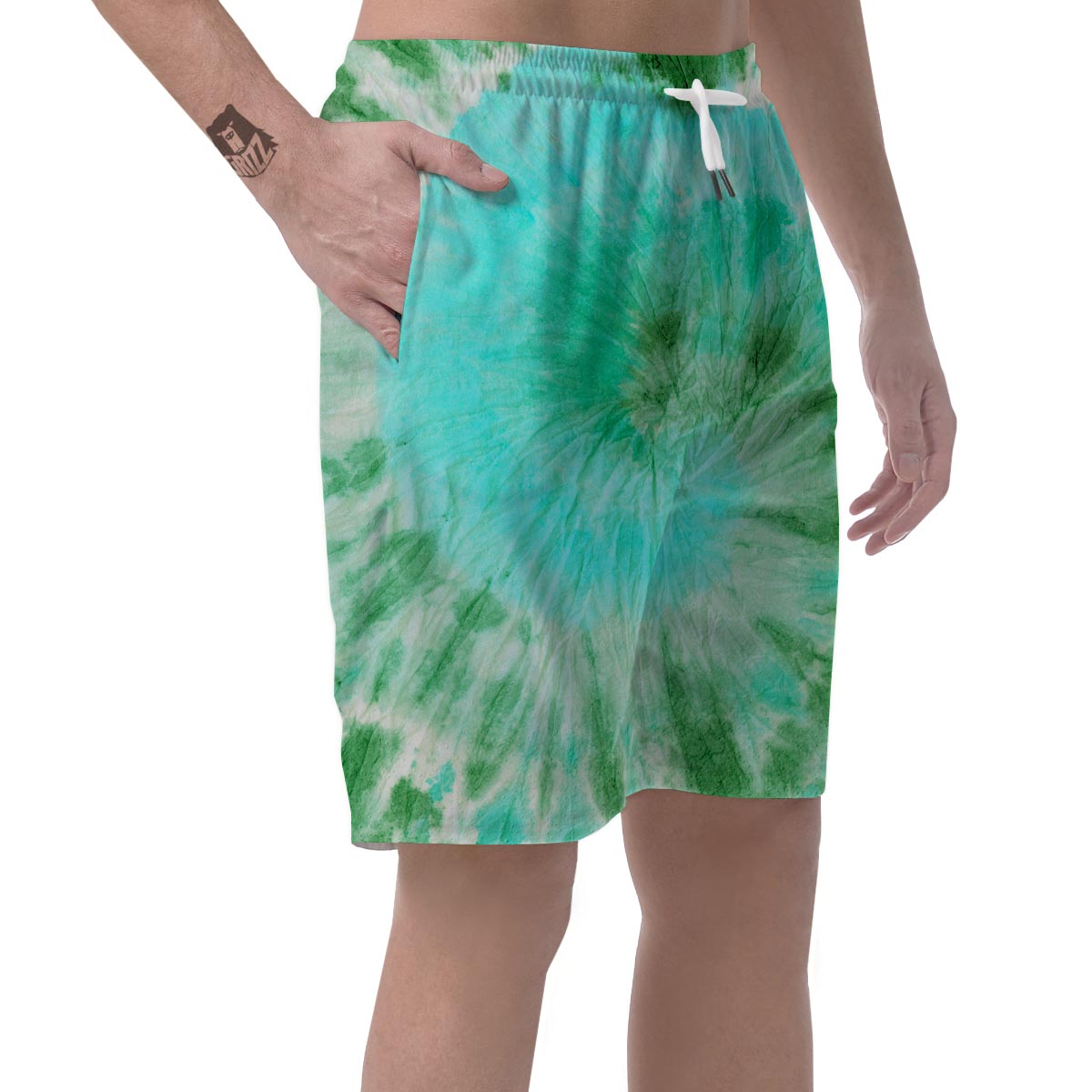 Blue And Green Tie Dye Men's Shorts-grizzshop