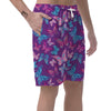 Blue And Pink Butterfly Print Men's Shorts-grizzshop