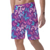 Blue And Pink Butterfly Print Men's Shorts-grizzshop