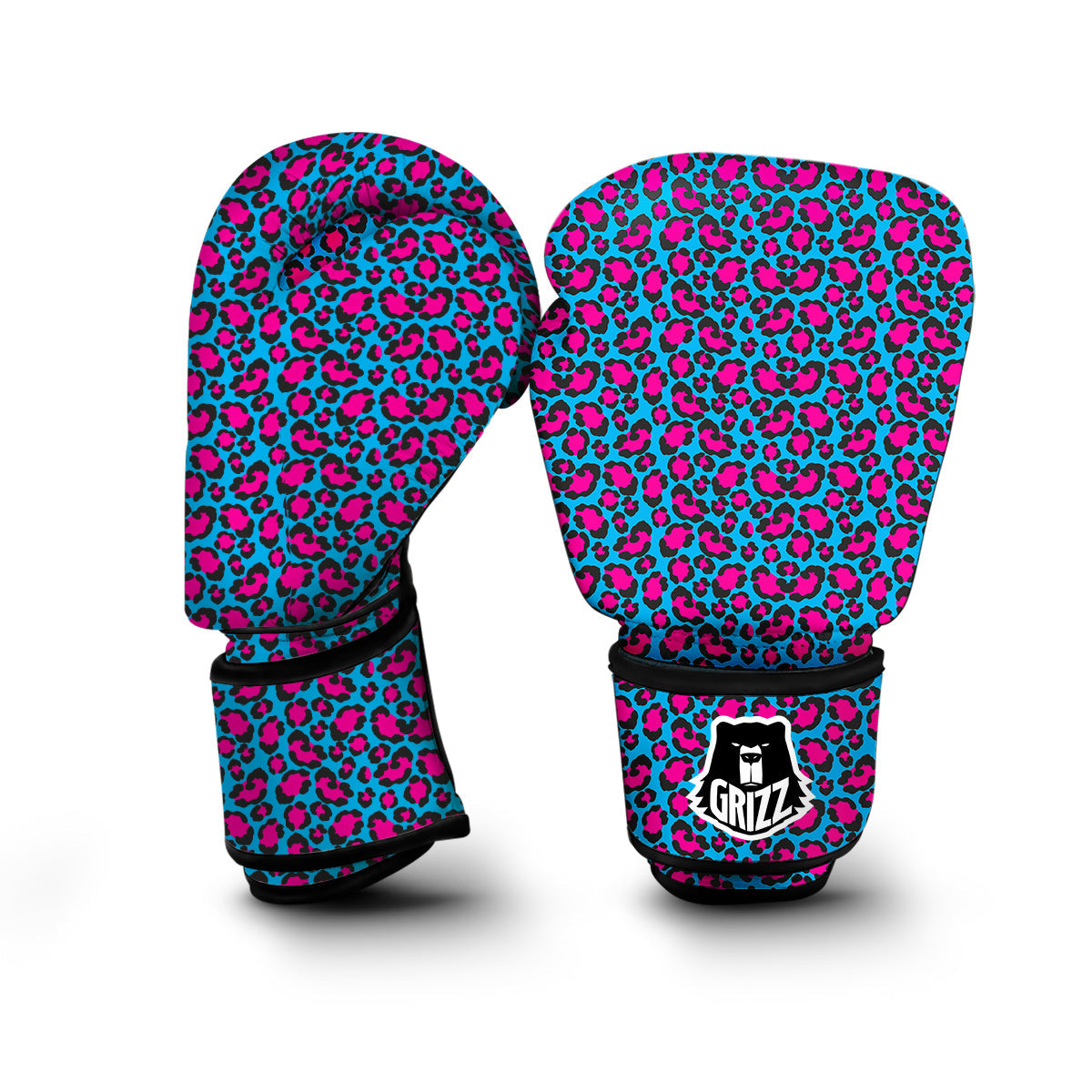 Blue And Pink Dot Leopard Boxing Gloves-grizzshop