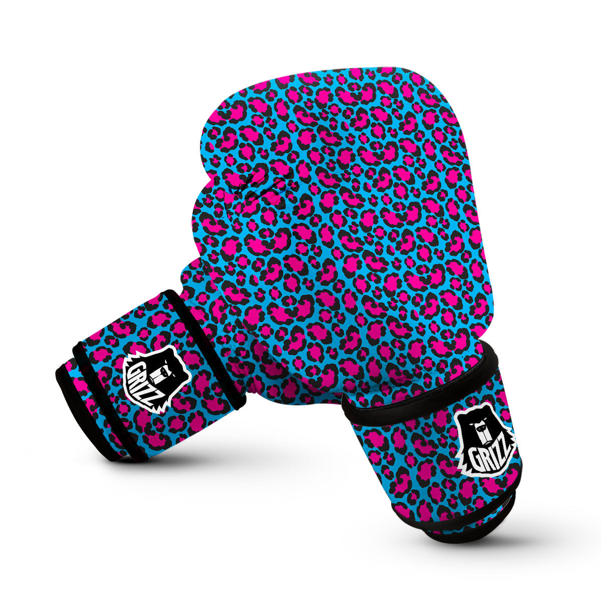 Blue And Pink Dot Leopard Boxing Gloves-grizzshop