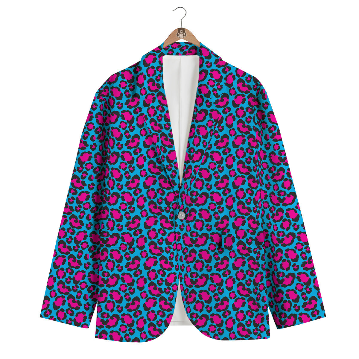 Blue And Pink Dot Leopard Men's Blazer-grizzshop