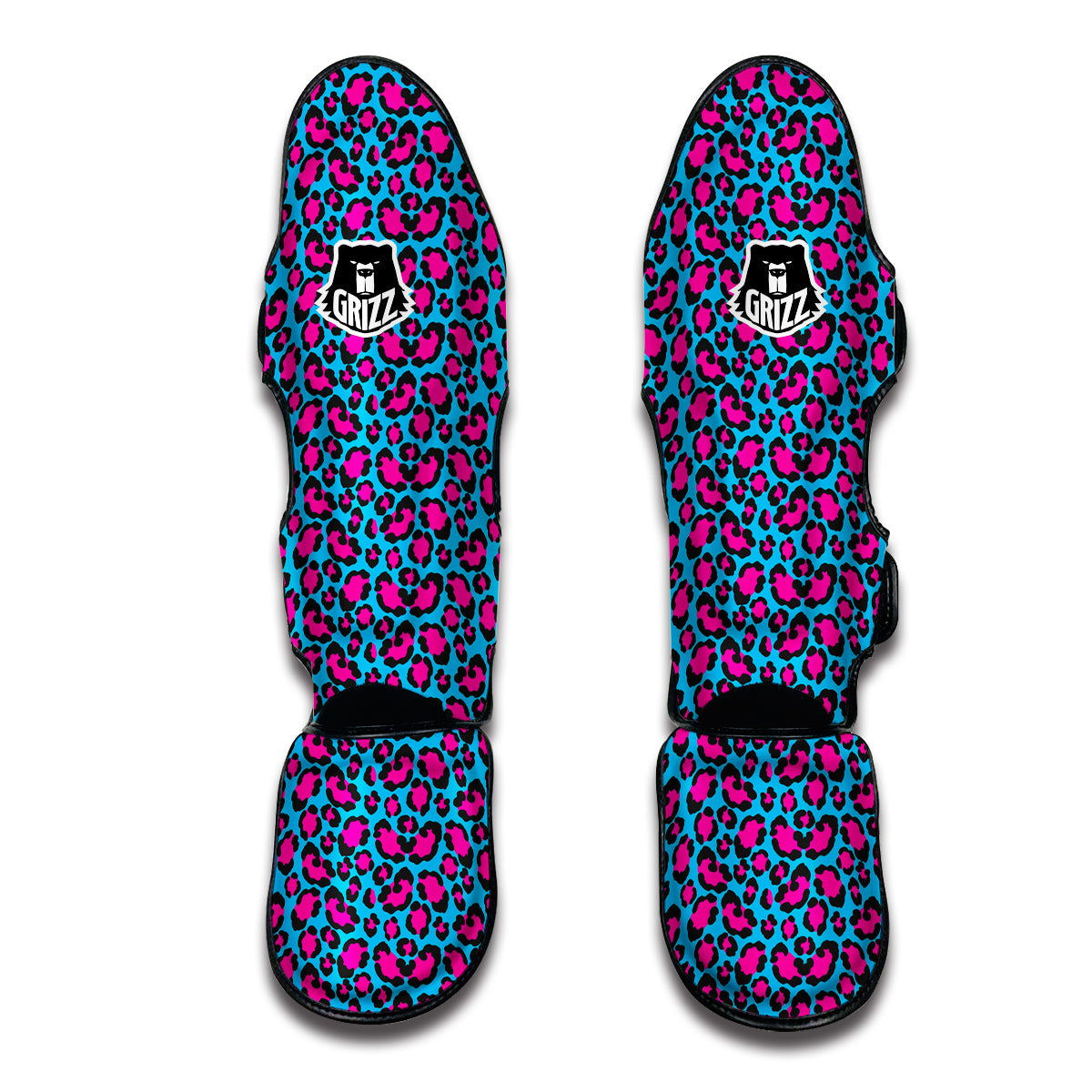 Blue And Pink Dot Leopard Muay Thai Shin Guards-grizzshop