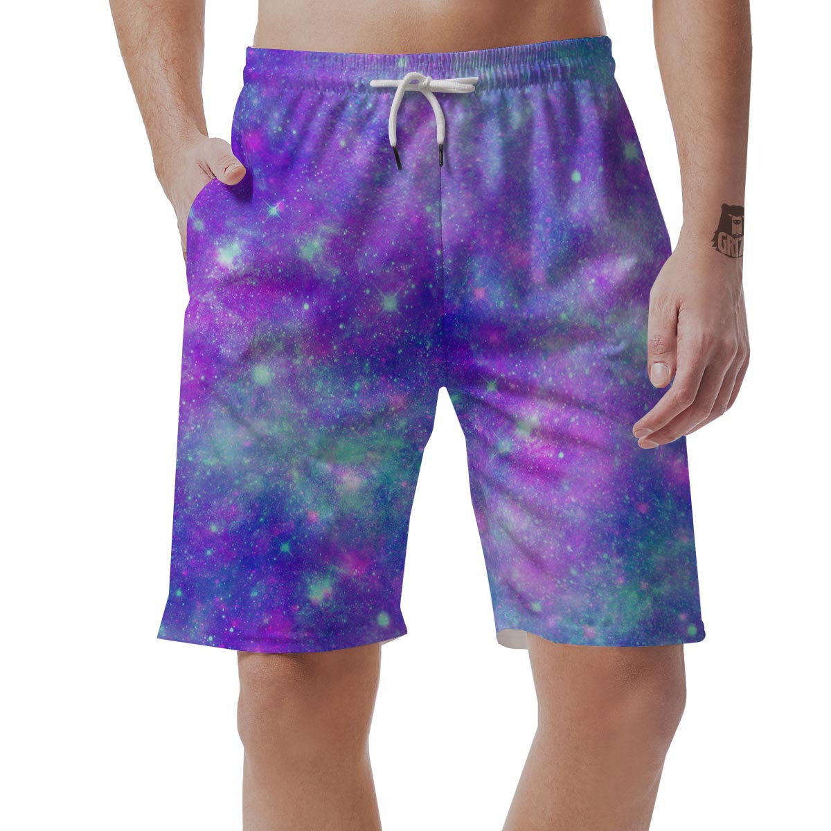 Blue And Pink Galaxy Space Men's Shorts-grizzshop