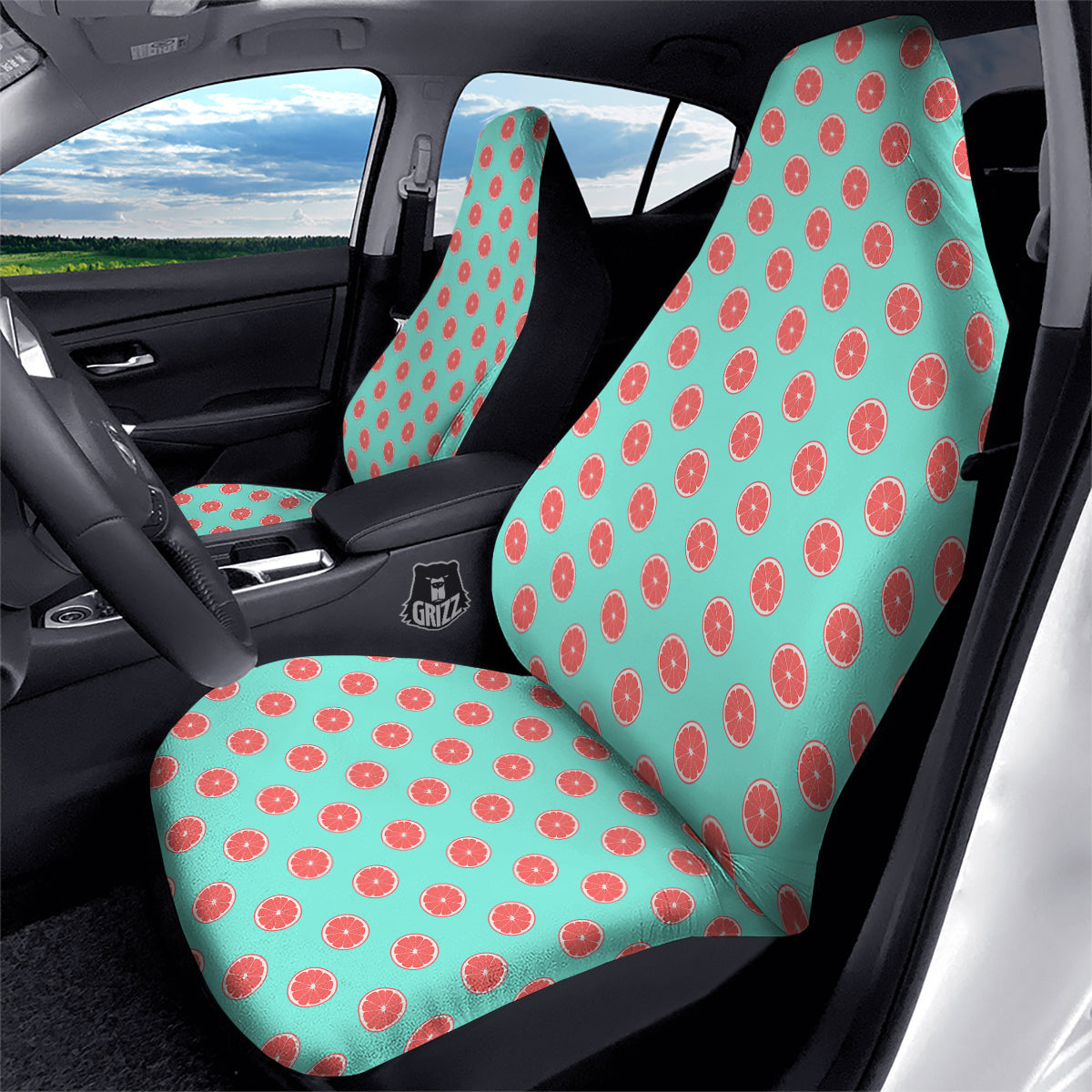 Blue And Pink Grapefruit Sliced Print Pattern Car Seat Covers-grizzshop