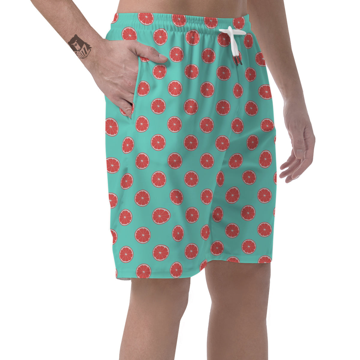 Blue And Pink Grapefruit Sliced Print Pattern Men's Shorts-grizzshop