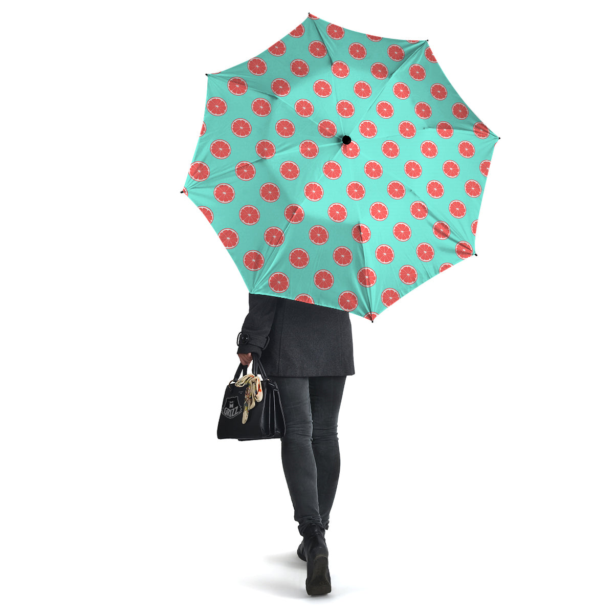 Blue And Pink Grapefruit Sliced Print Pattern Umbrella-grizzshop