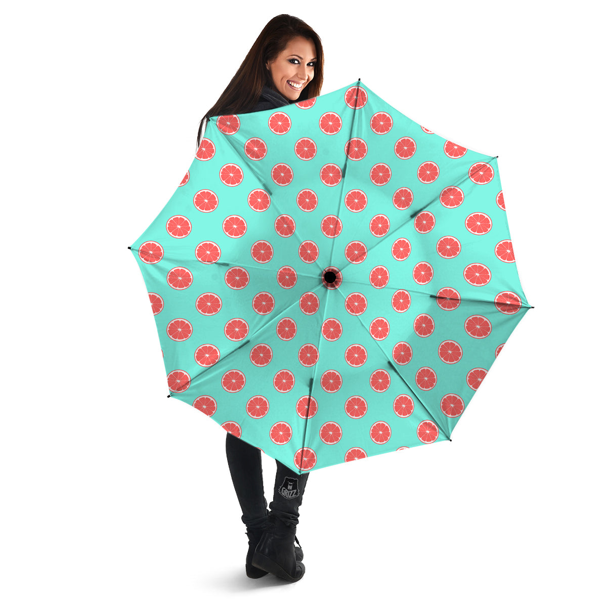 Blue And Pink Grapefruit Sliced Print Pattern Umbrella-grizzshop