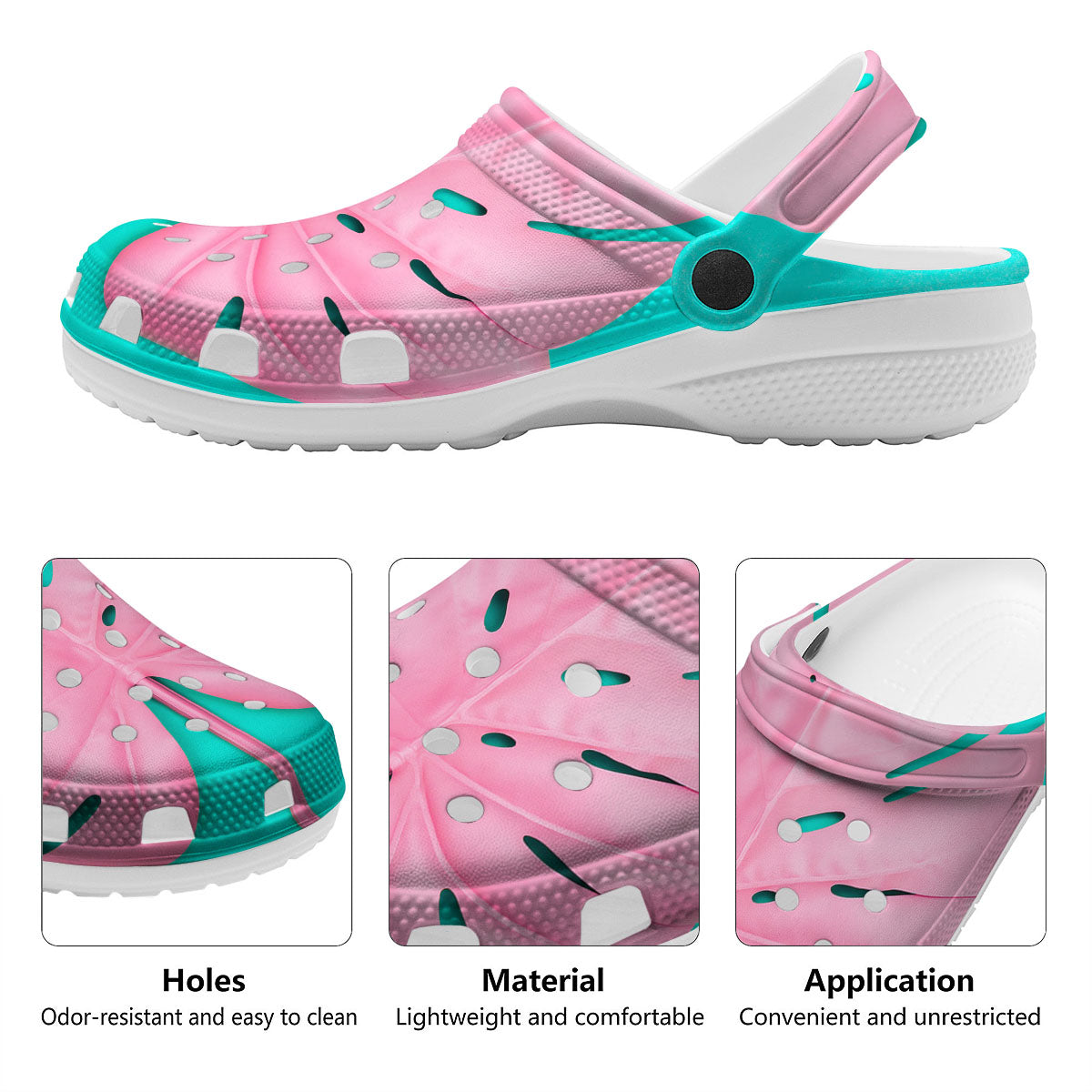 Blue And Pink Tropical Palm Leaf Print Clog-grizzshop