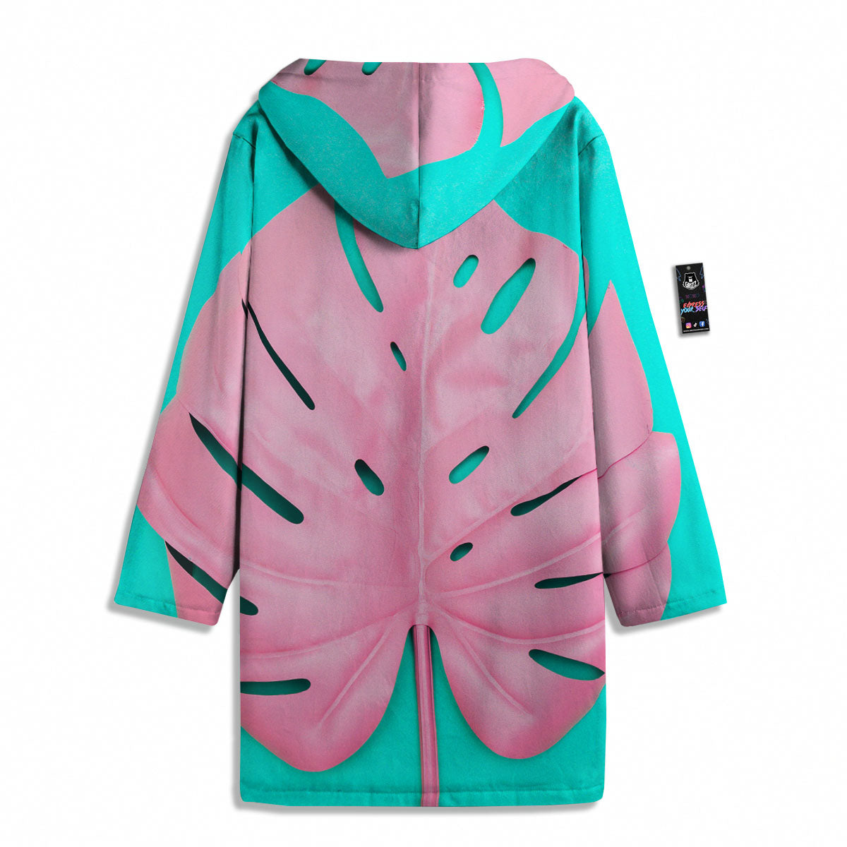 Blue And Pink Tropical Palm Leaf Print Men's Windbreaker Jacket-grizzshop