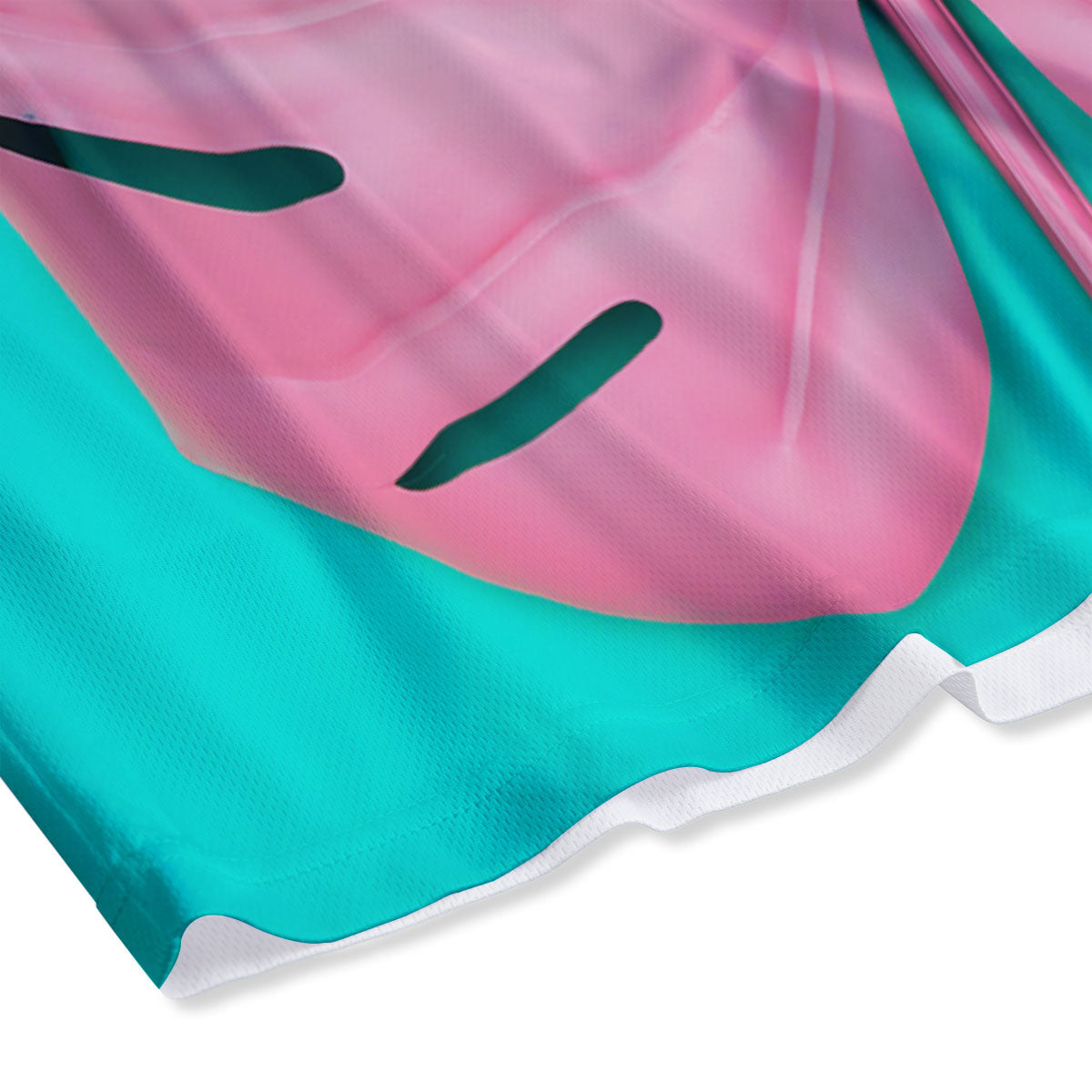 Blue And Pink Tropical Palm Leaf Print Mesh Shorts