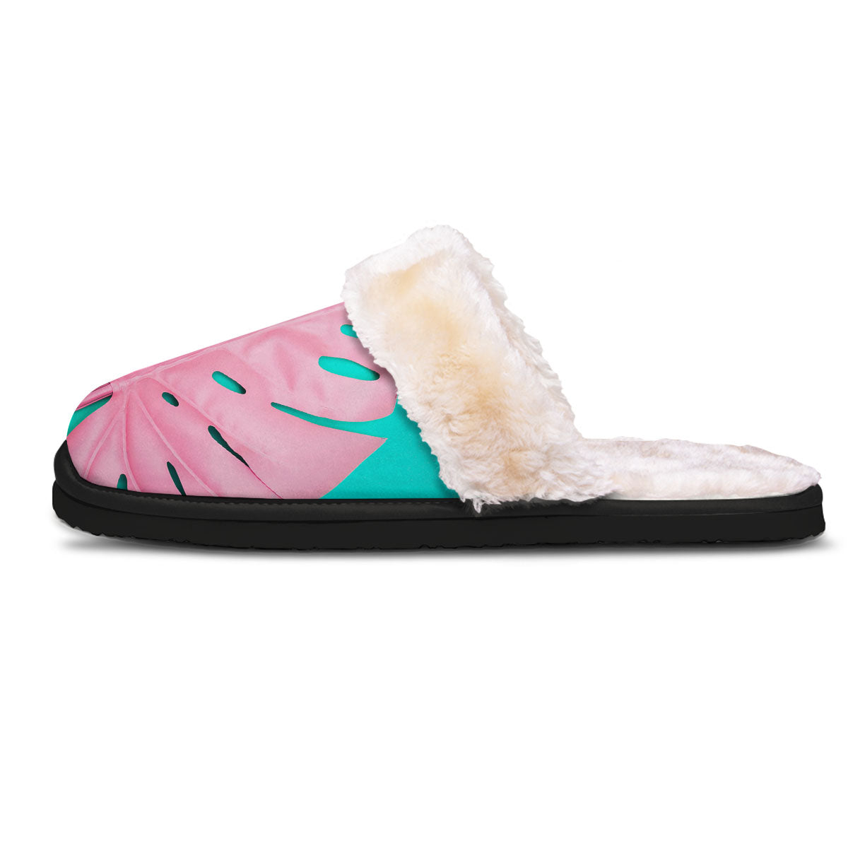 Blue And Pink Tropical Palm Leaf Print Slippers-grizzshop