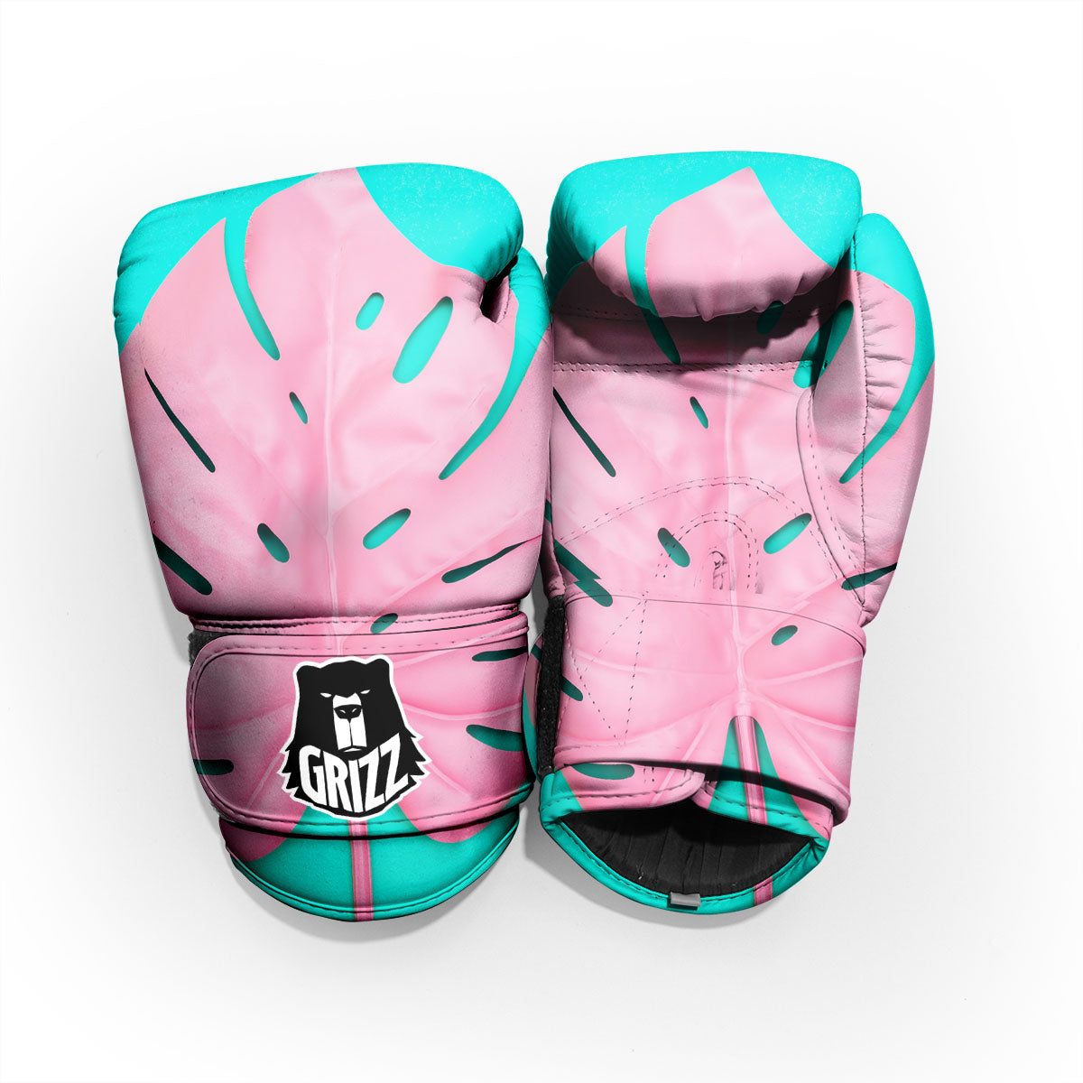 Blue And Pink Tropical Palm Leaf Print Pro Boxing Glove