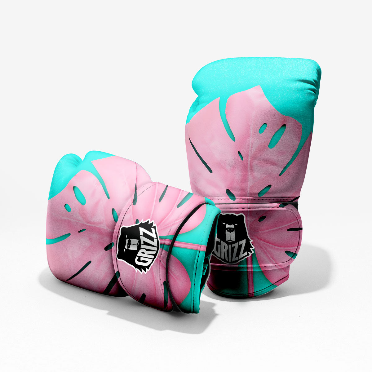 Blue And Pink Tropical Palm Leaf Print Pro Boxing Glove