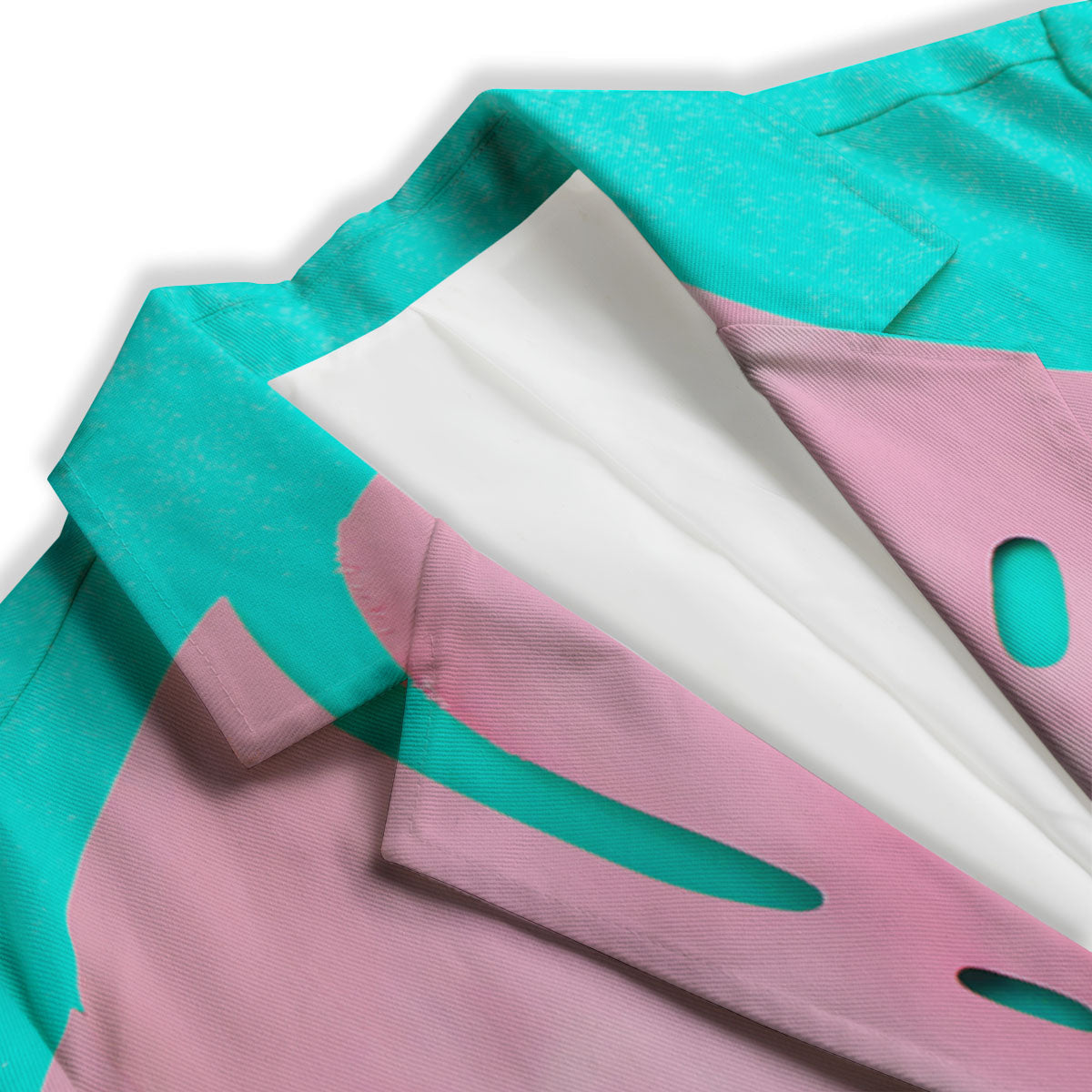 Blue And Pink Tropical Palm Leaf Print Women's Blazer-grizzshop