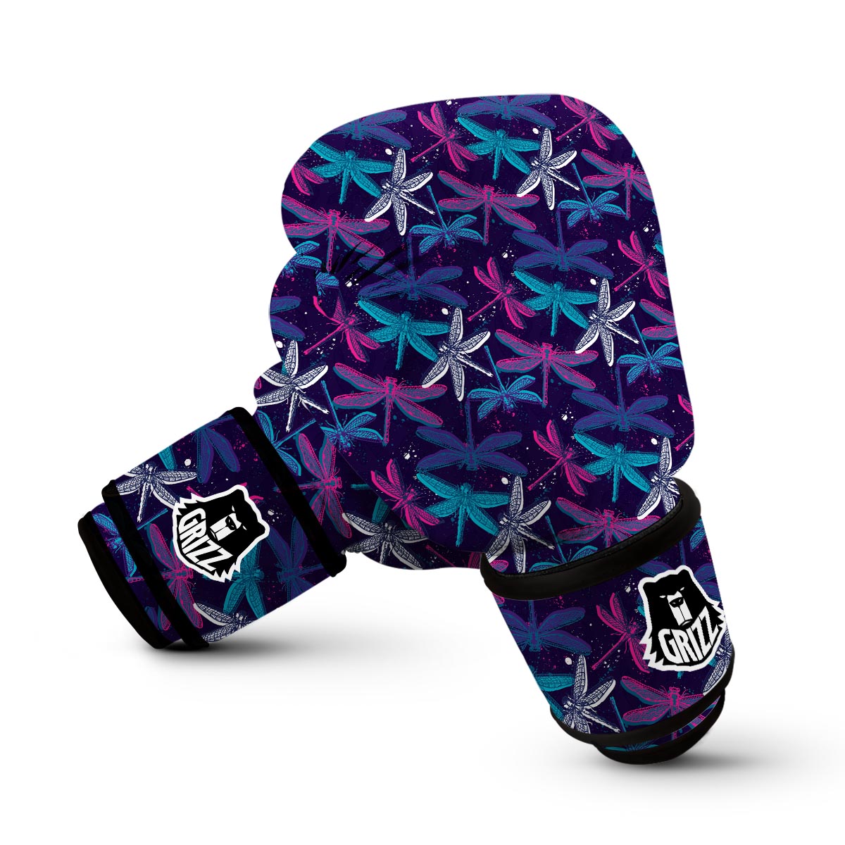 Blue And Purple Dragonfly Boxing Gloves-grizzshop