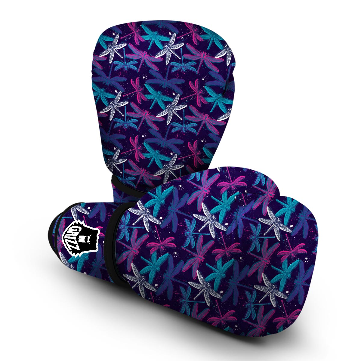 Blue And Purple Dragonfly Boxing Gloves-grizzshop