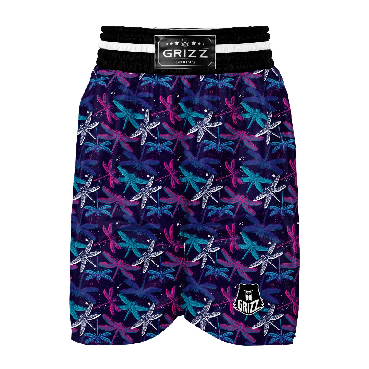 Blue And Purple Dragonfly Boxing Shorts-grizzshop
