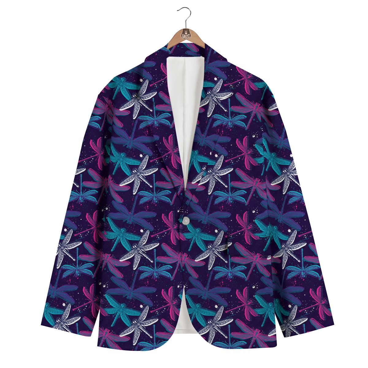 Blue And Purple Dragonfly Men's Blazer-grizzshop