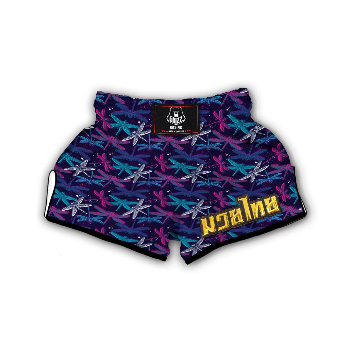 Blue And Purple Dragonfly Muay Thai Boxing Shorts-grizzshop